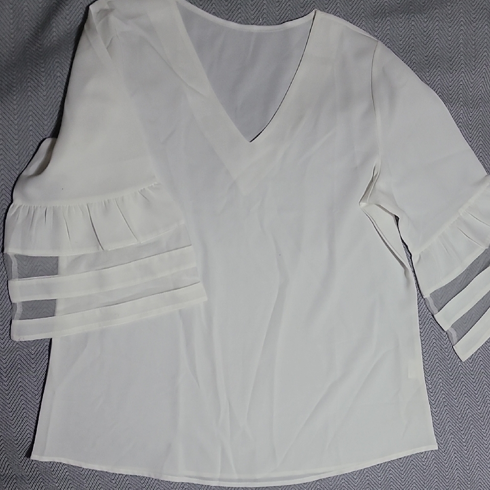 Elegant White Ruffle Sleeve Top